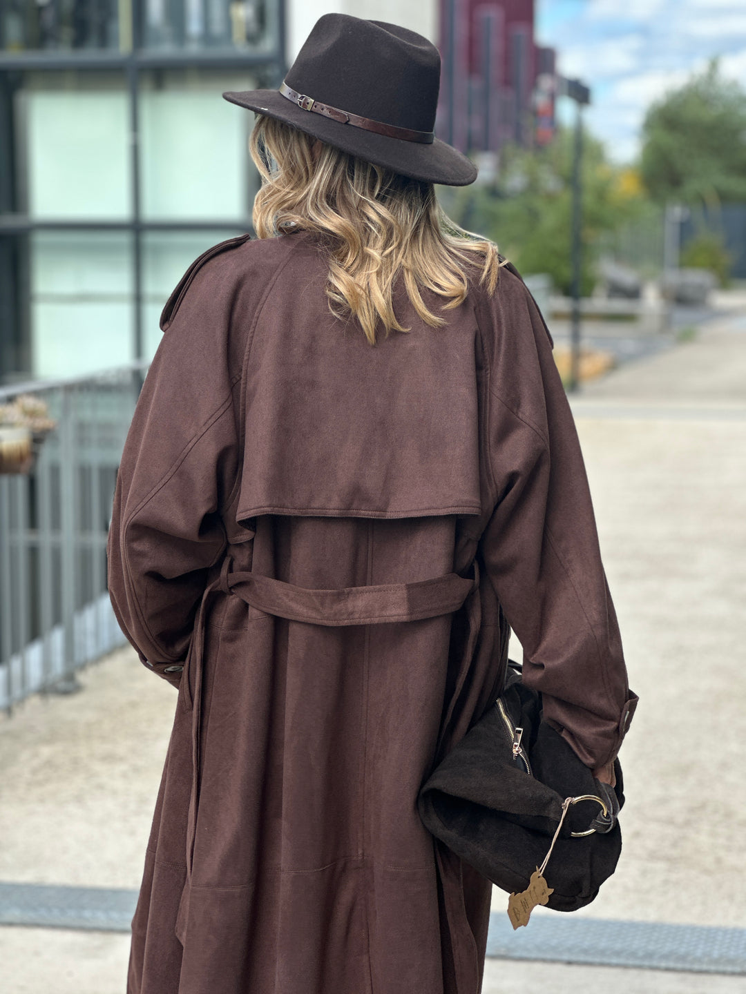 Trench long daim fluide Choco w24759
