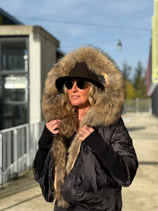 Doudoune court capuche renard