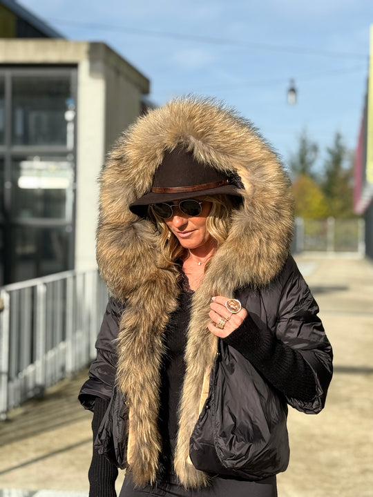 Doudoune court capuche renard