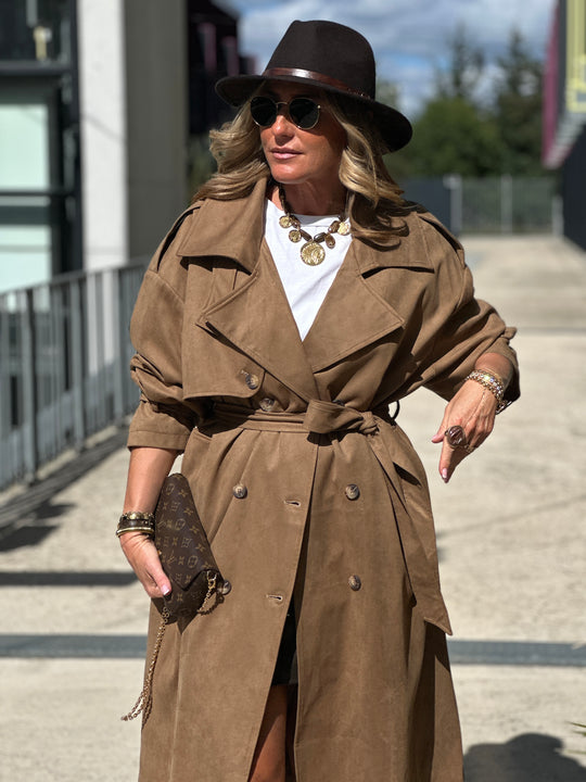 Trench suédine beige V10258