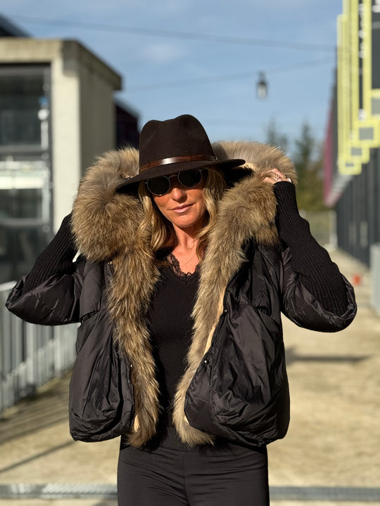 Doudoune court capuche renard