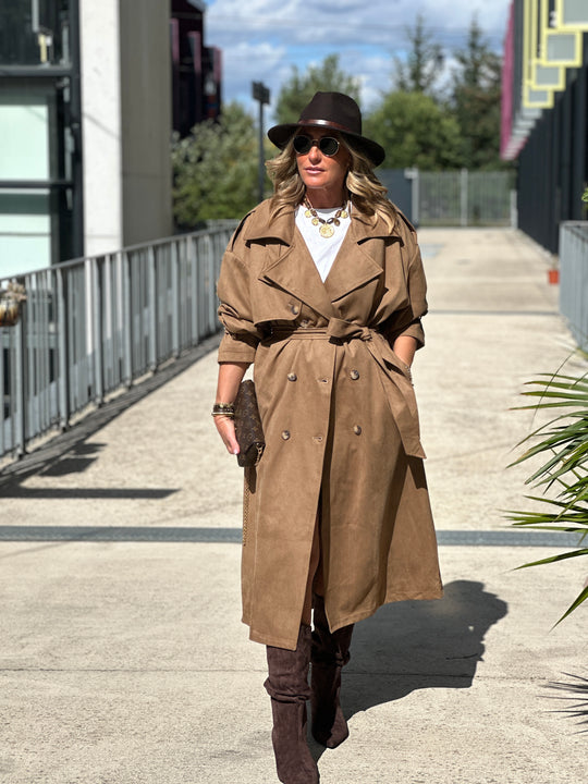 Trench suédine beige V10258