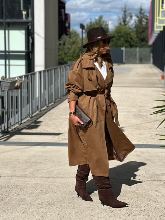 Trench suédine beige V10258