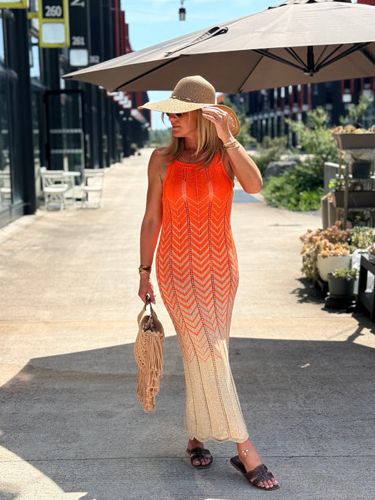 Robe crochet lurex coloris
