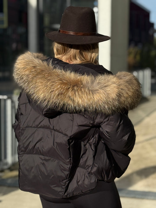 Doudoune court capuche renard