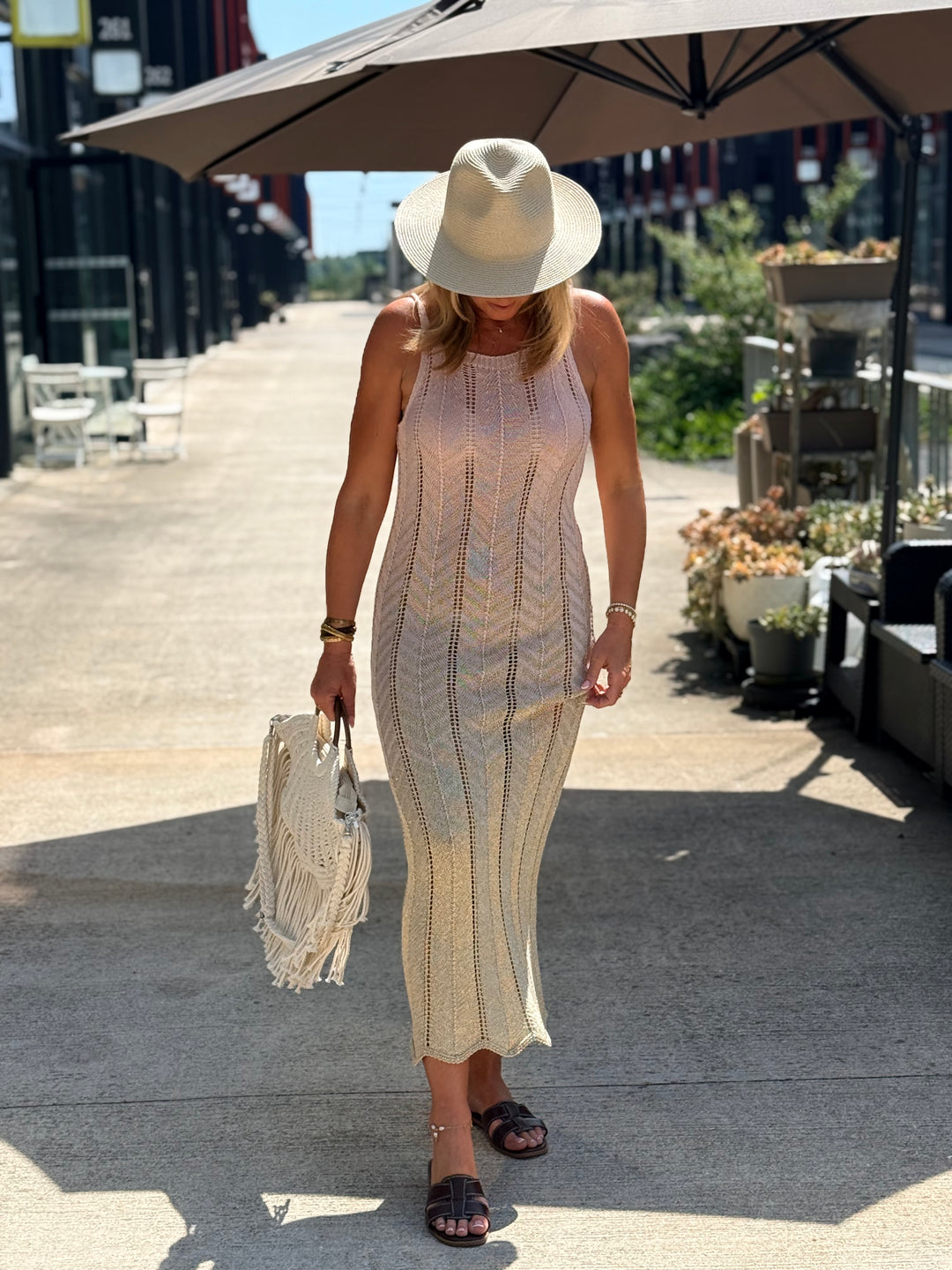 Robe crochet lurex coloris