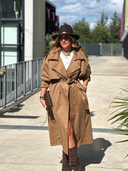 Trench suédine beige V10258