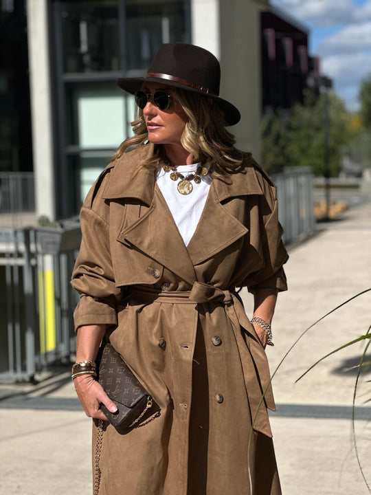 Trench suédine beige V10258