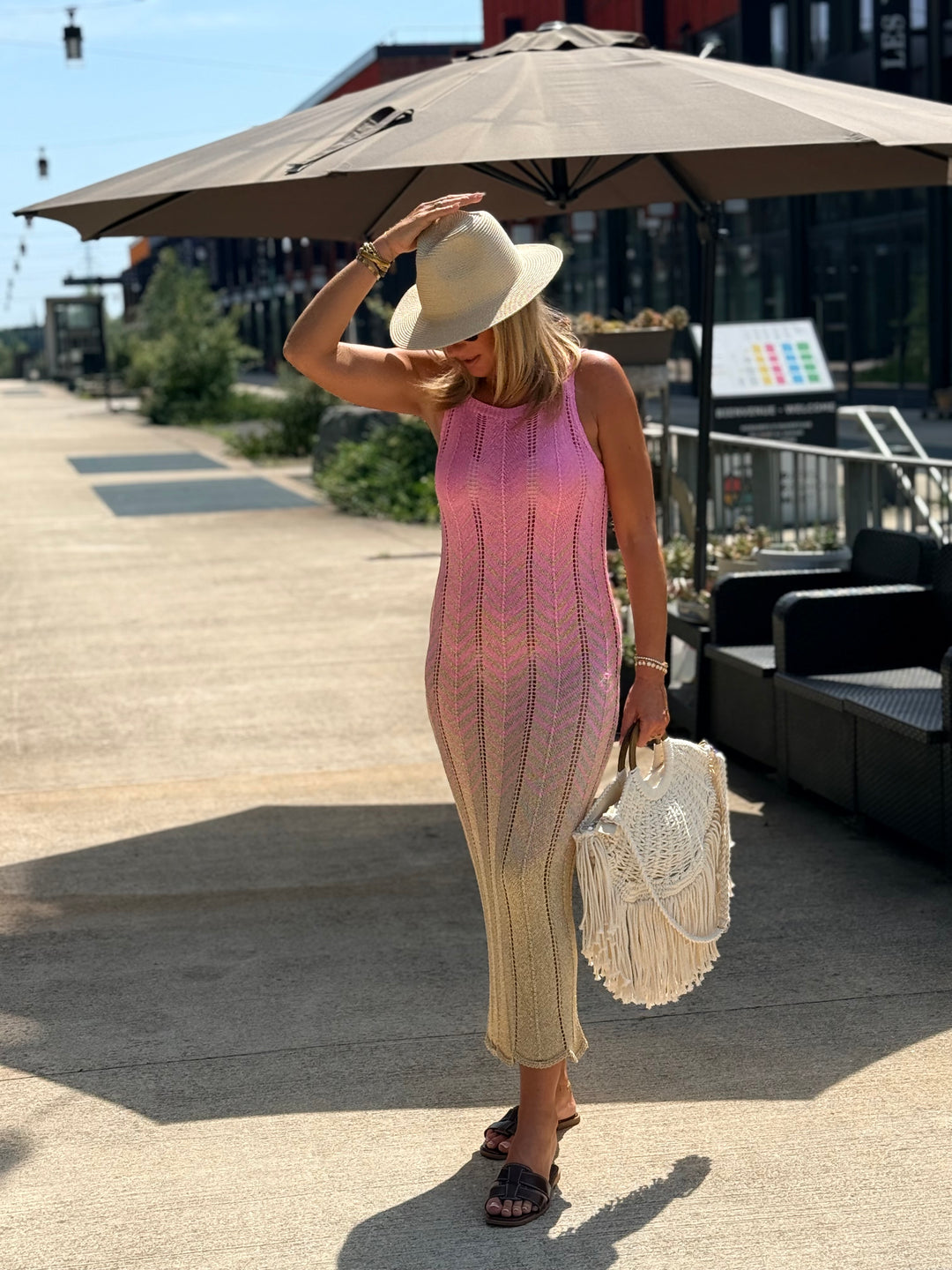Robe crochet lurex coloris