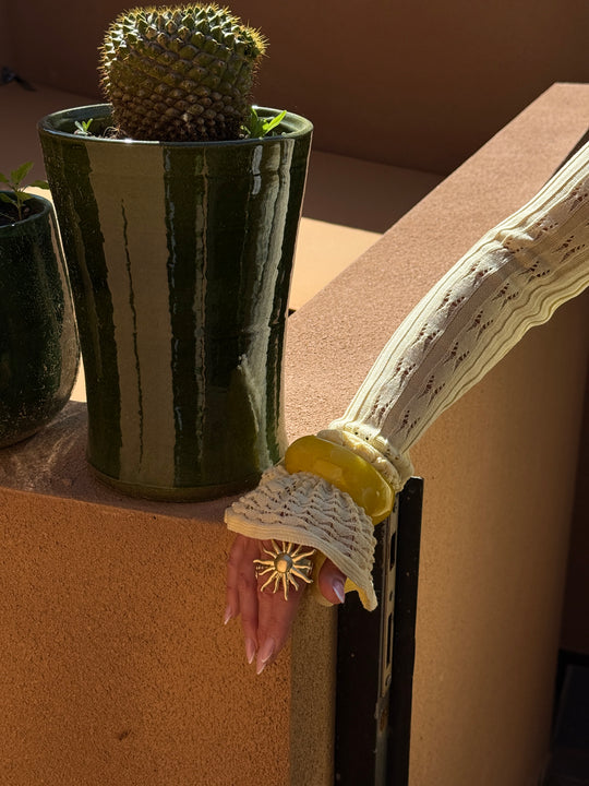 Robe gilet longue tricote jaune M5106