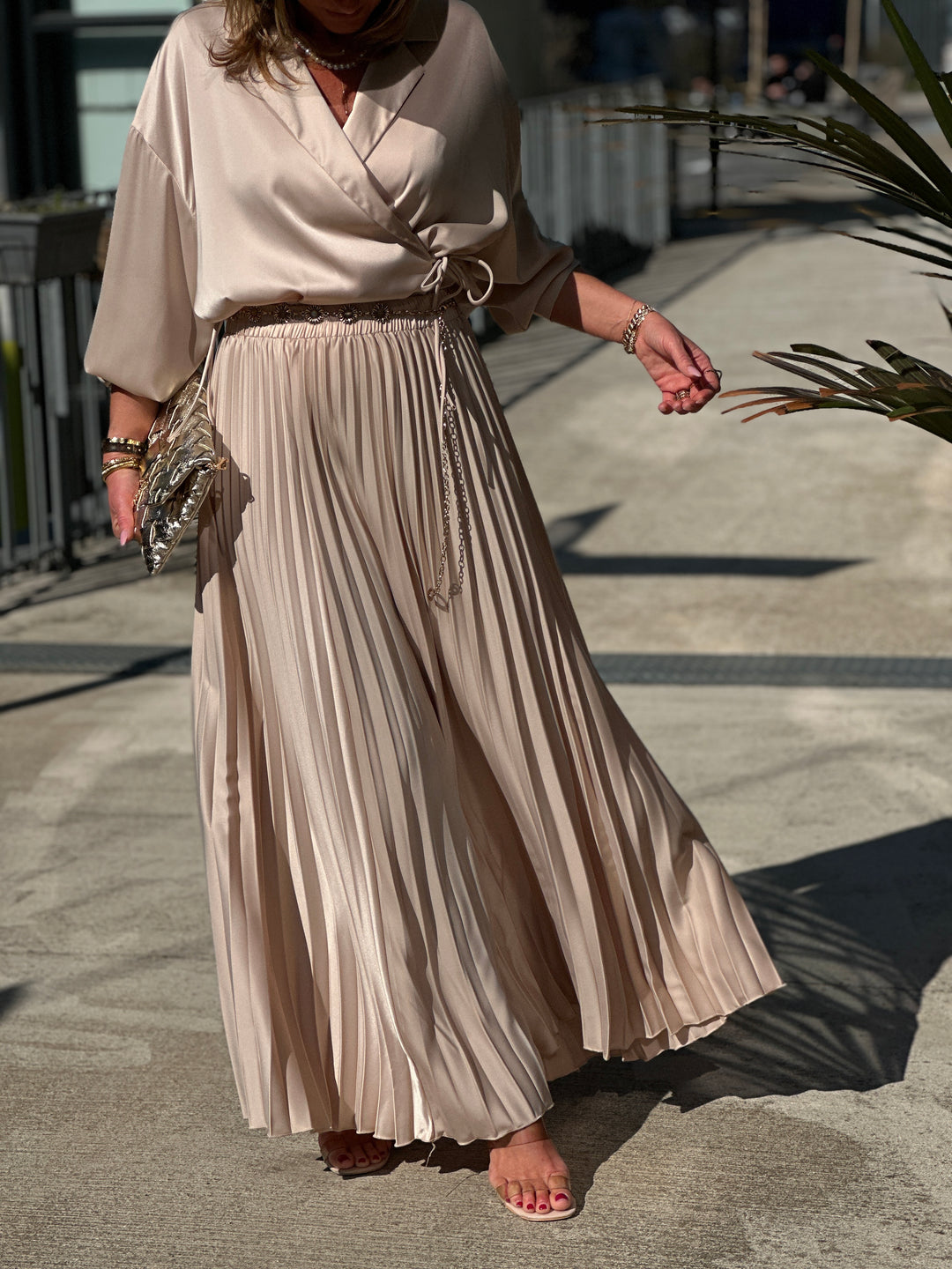 Jupe satin beige pf332
