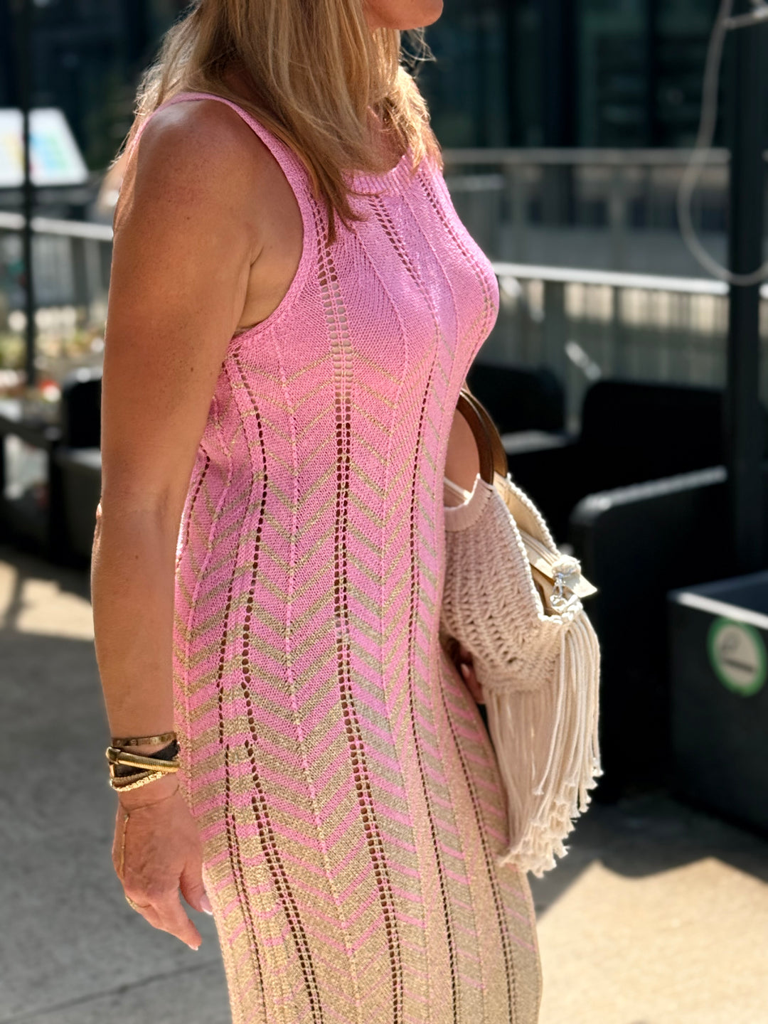 Robe crochet lurex coloris