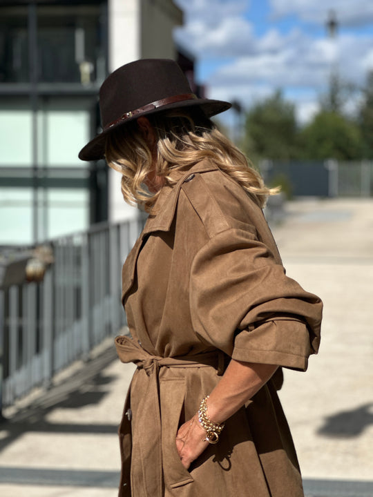 Trench suédine beige V10258