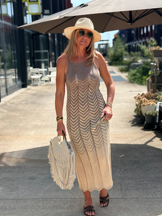 Robe crochet lurex coloris