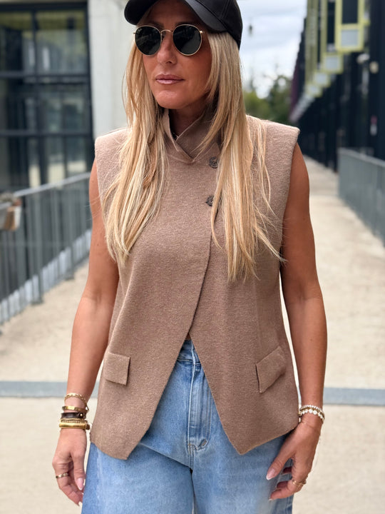 Gilet maille col boutonnée 2066