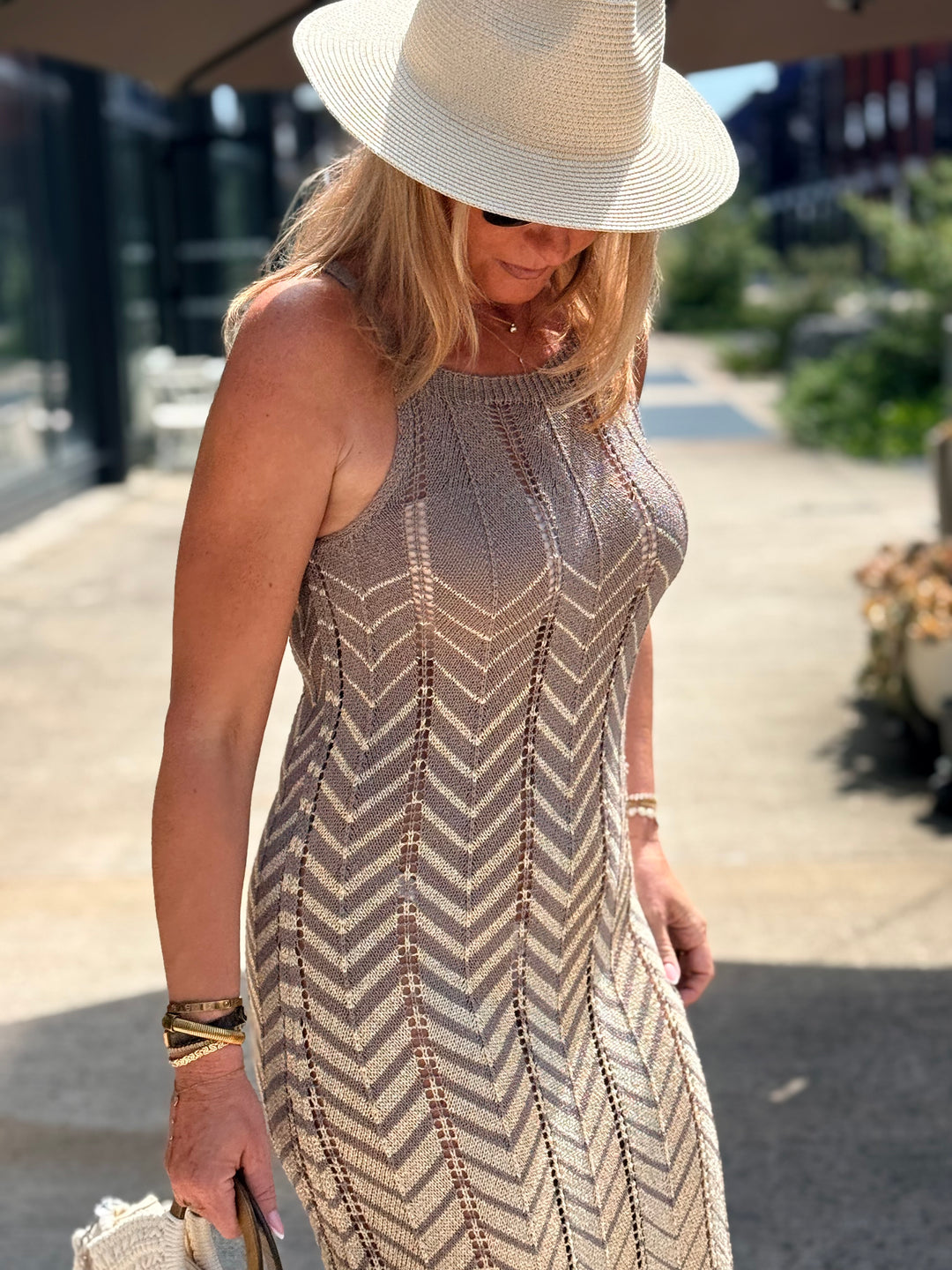 Robe crochet lurex coloris