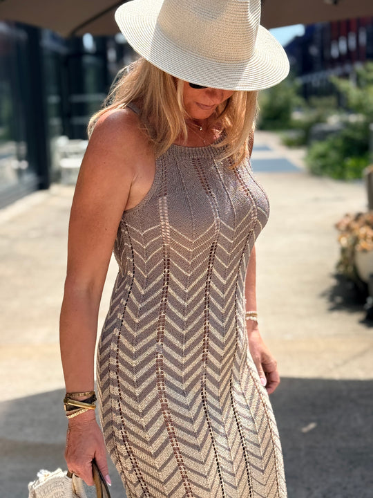 Robe crochet lurex coloris