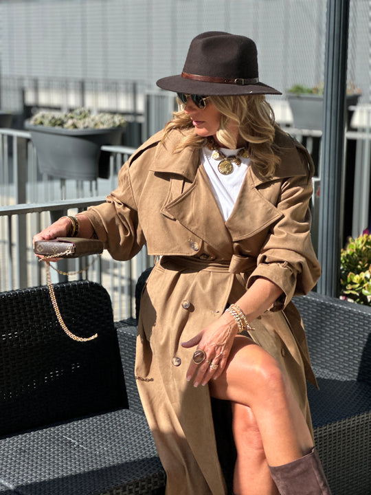 Trench suédine beige V10258