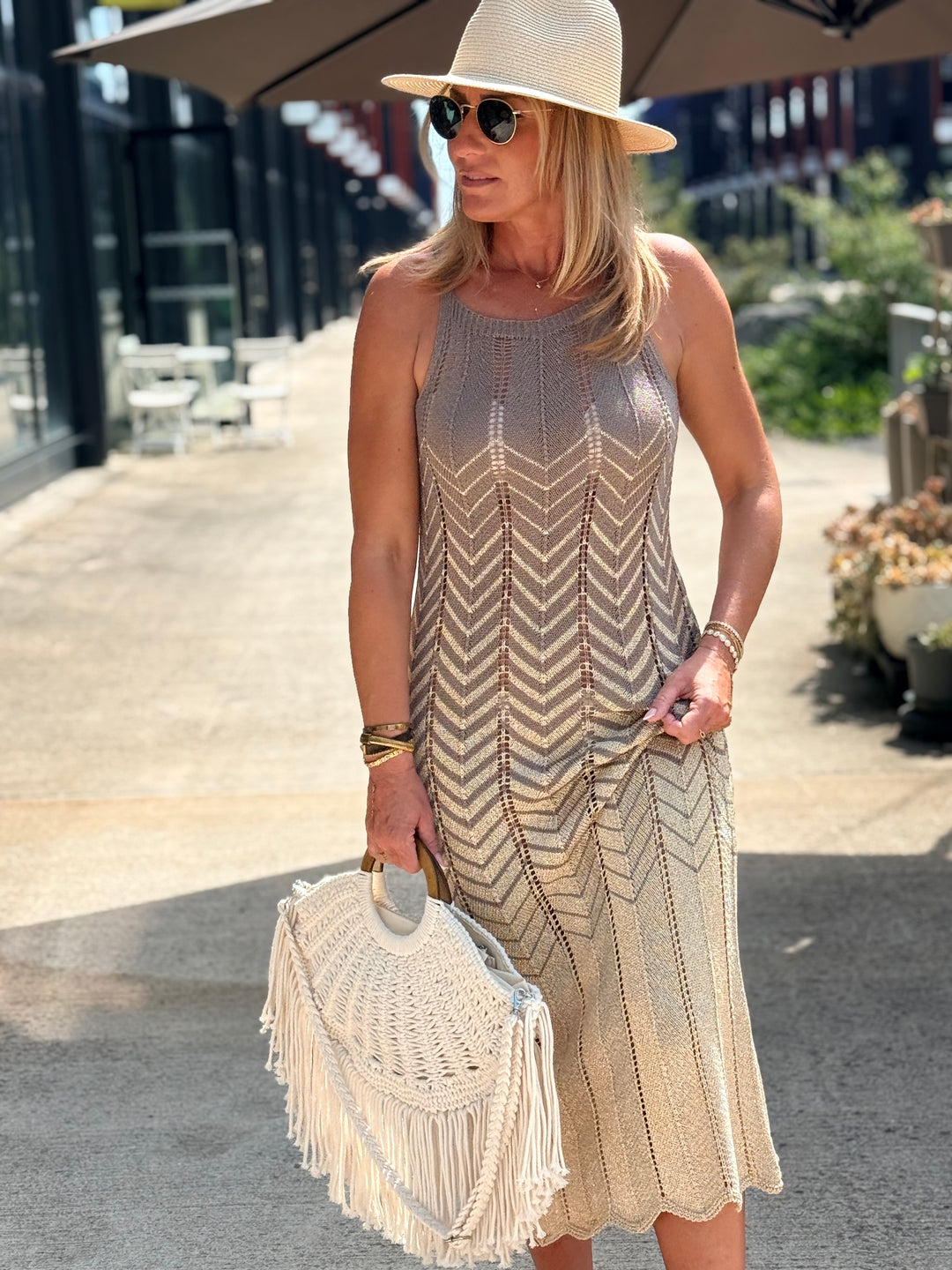 Robe crochet lurex coloris