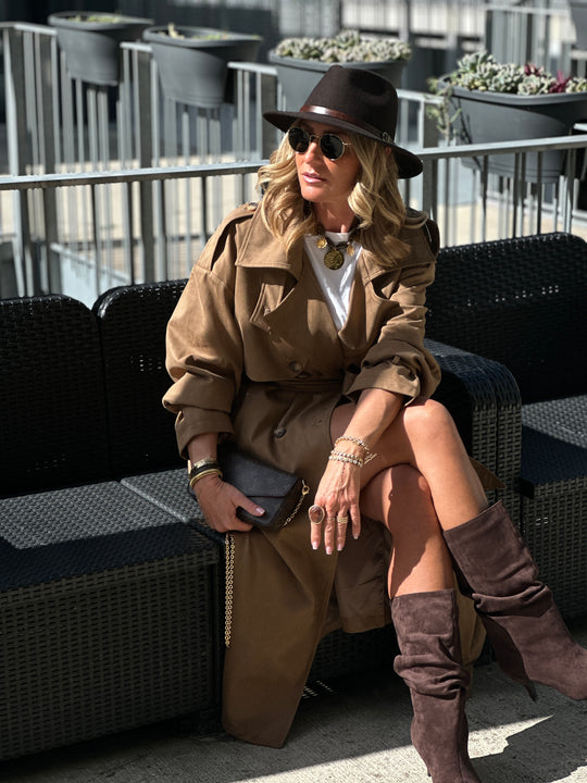 Trench suédine beige V10258
