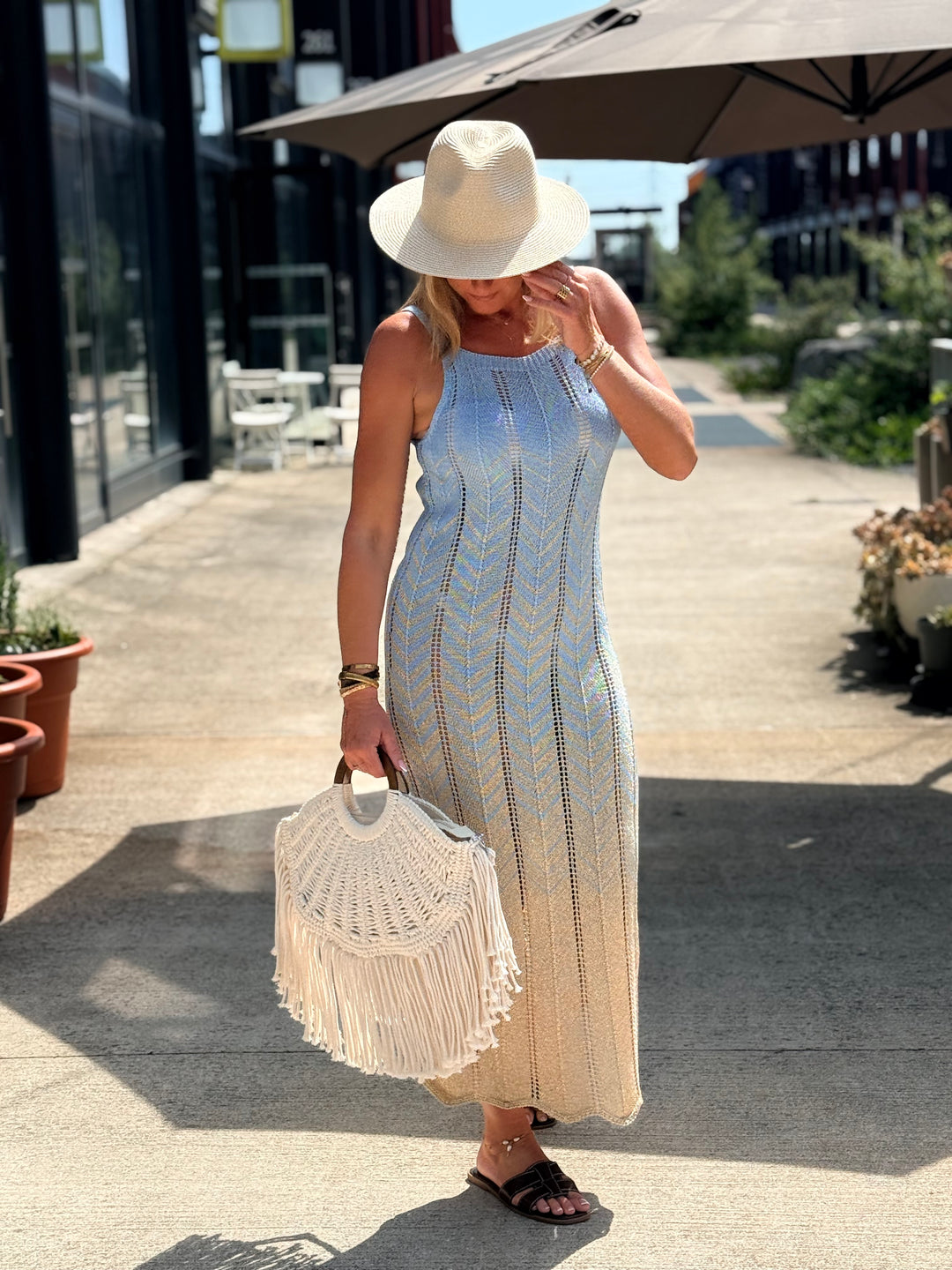 Robe crochet lurex coloris