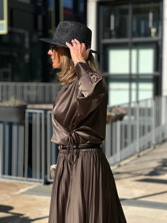 Blouse satin Coffe pf332-1