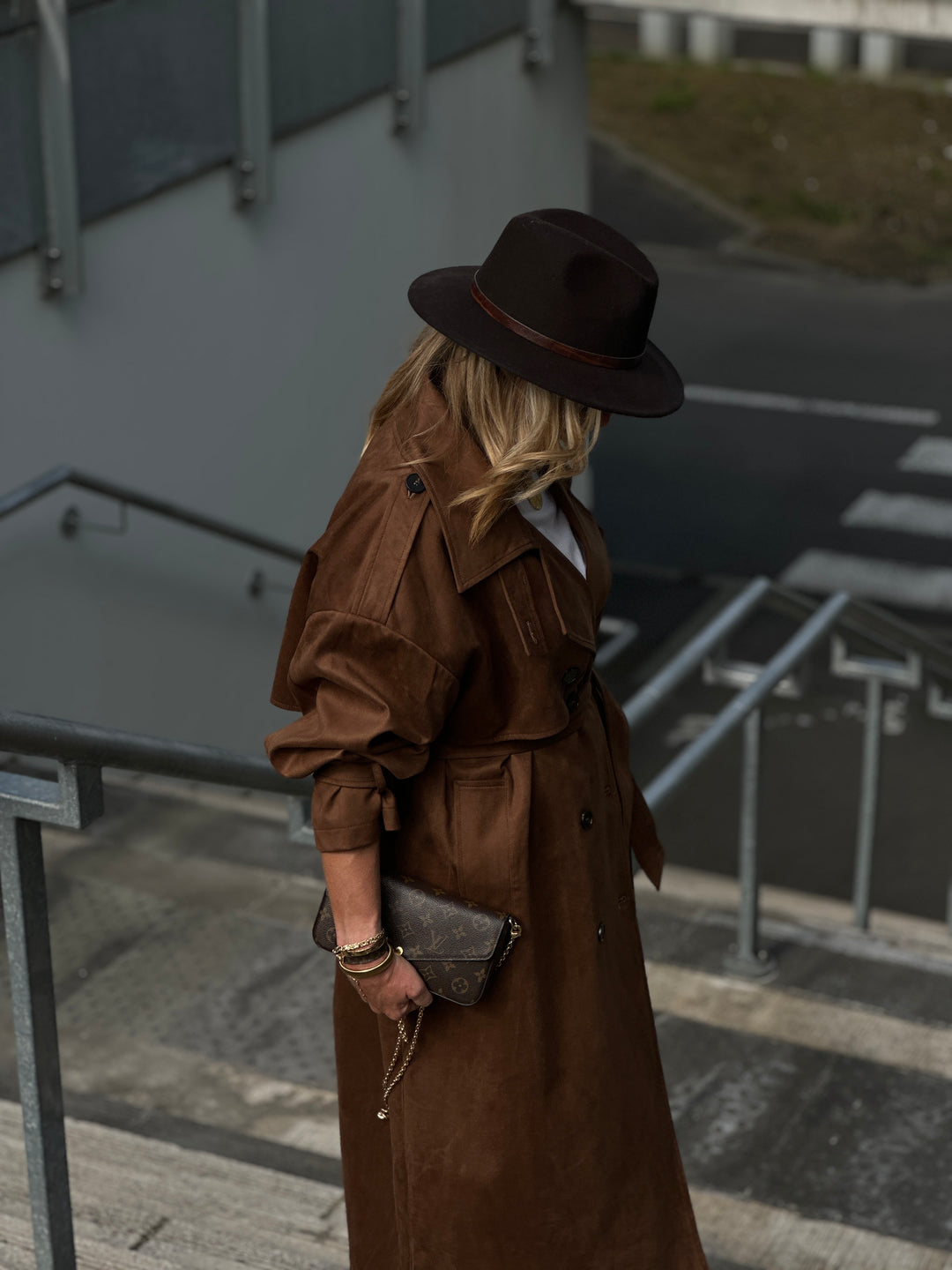 Trench suédine Choco/chataigne V10258