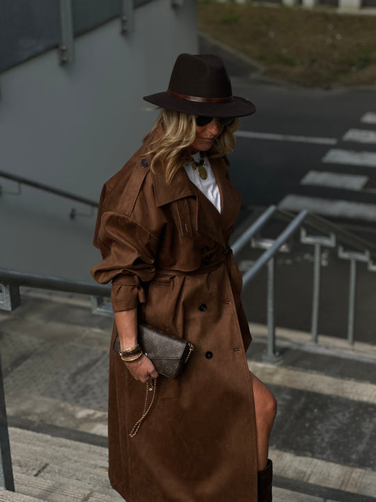 Trench suédine Choco/chataigne V10258