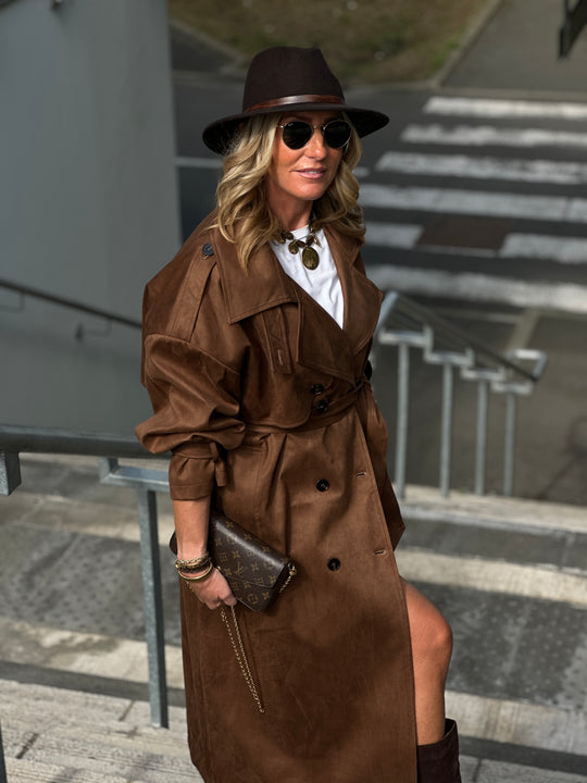 Trench suédine Choco/chataigne V10258