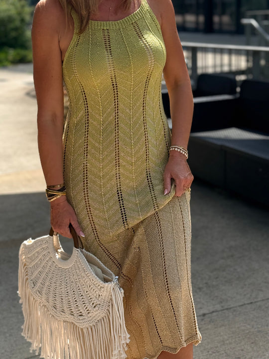 Robe crochet lurex coloris