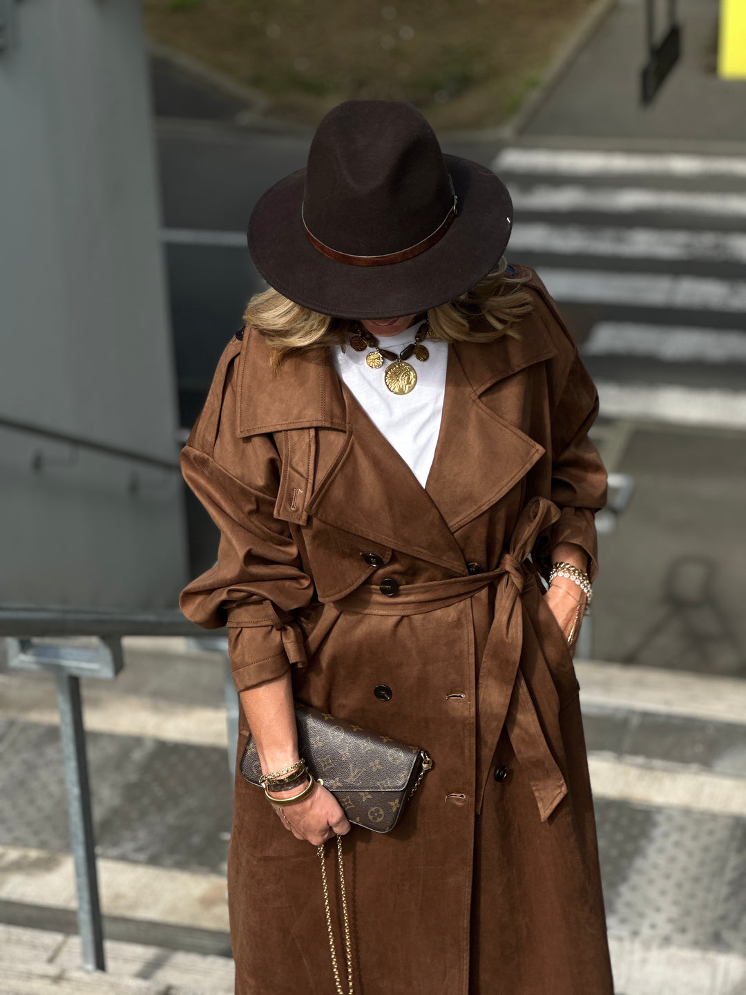 Trench suédine Choco/chataigne V10258