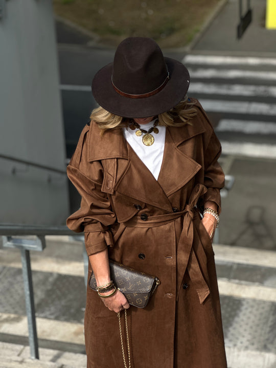 Trench suédine Choco/chataigne V10258