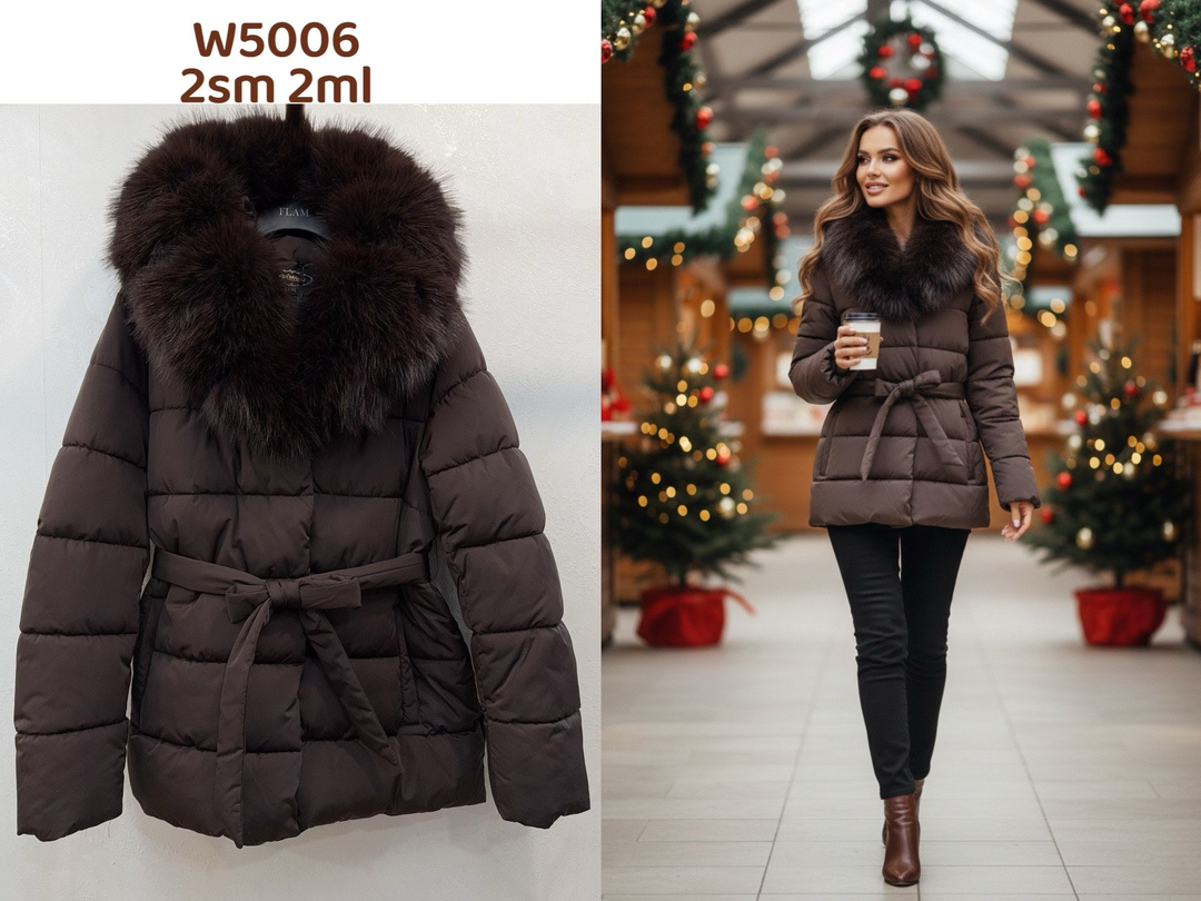 doudoune choco grand col fourrure w5006