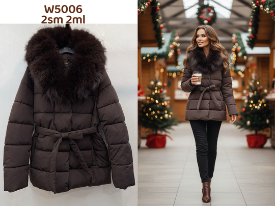 doudoune choco grand col fourrure w5006