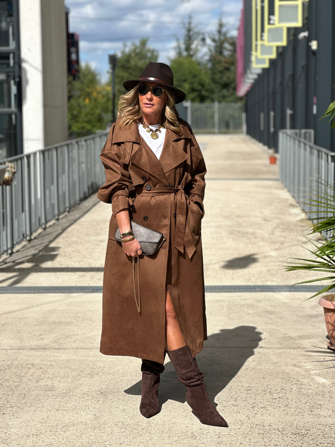 Trench suédine Choco/chataigne V10258