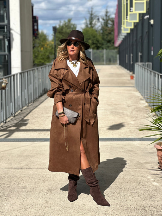 Trench suédine Choco/chataigne V10258