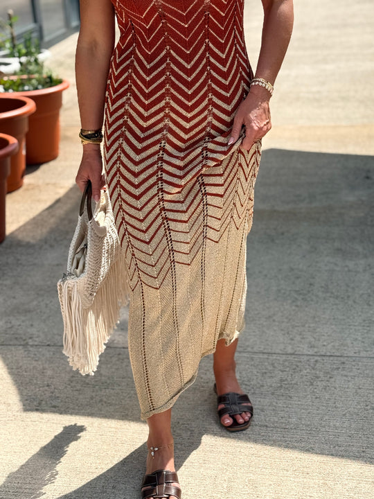 Robe crochet lurex coloris