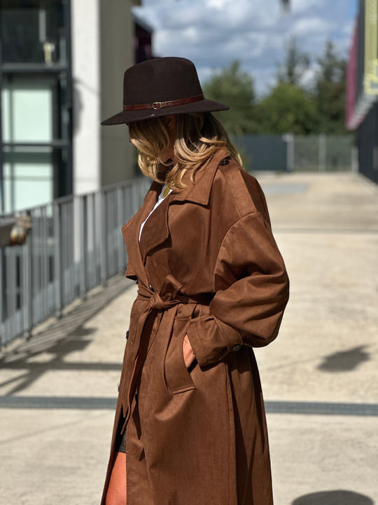 Trench suédine Choco/chataigne V10258