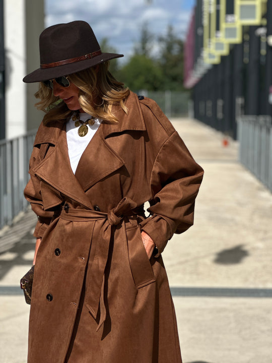 Trench suédine Choco/chataigne V10258