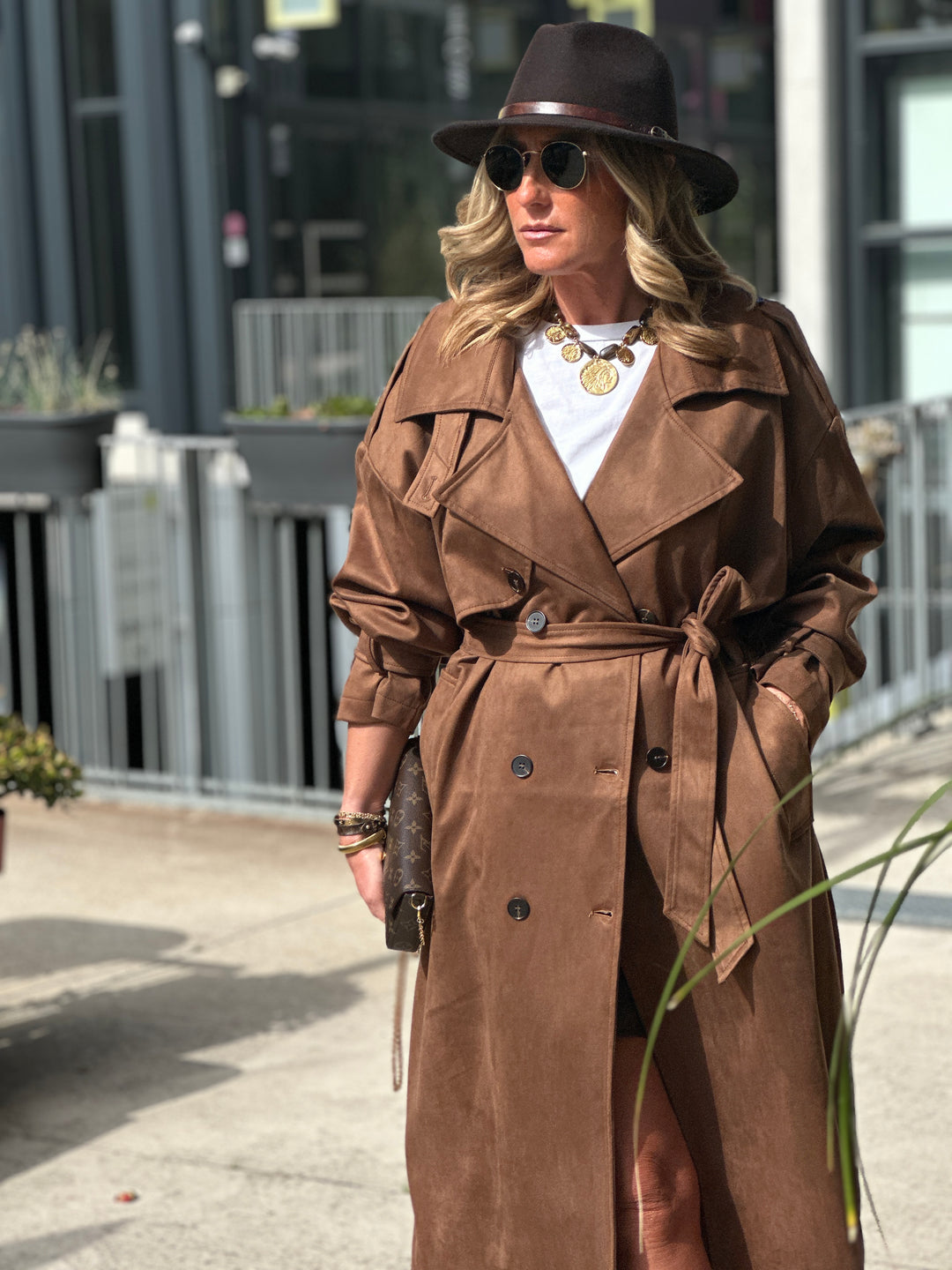 Trench suédine Choco/chataigne V10258
