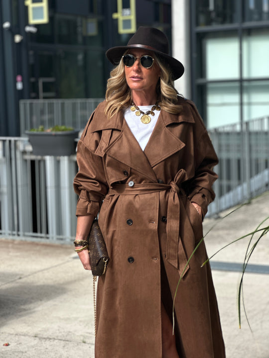 Trench suédine Choco/chataigne V10258