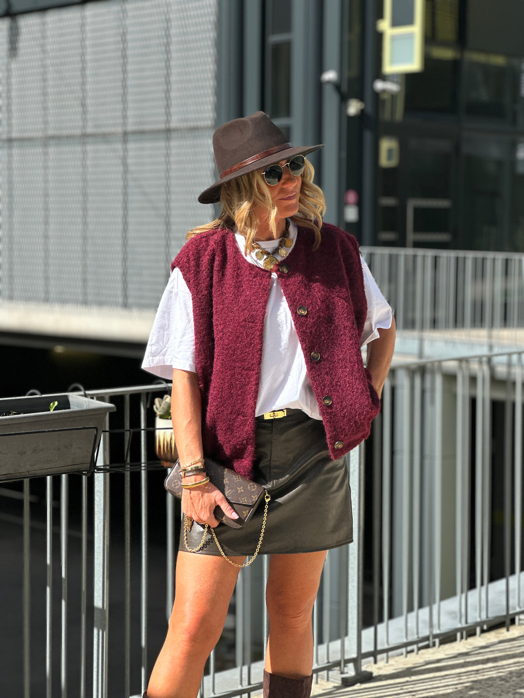 Gilet feutrine bordeaux