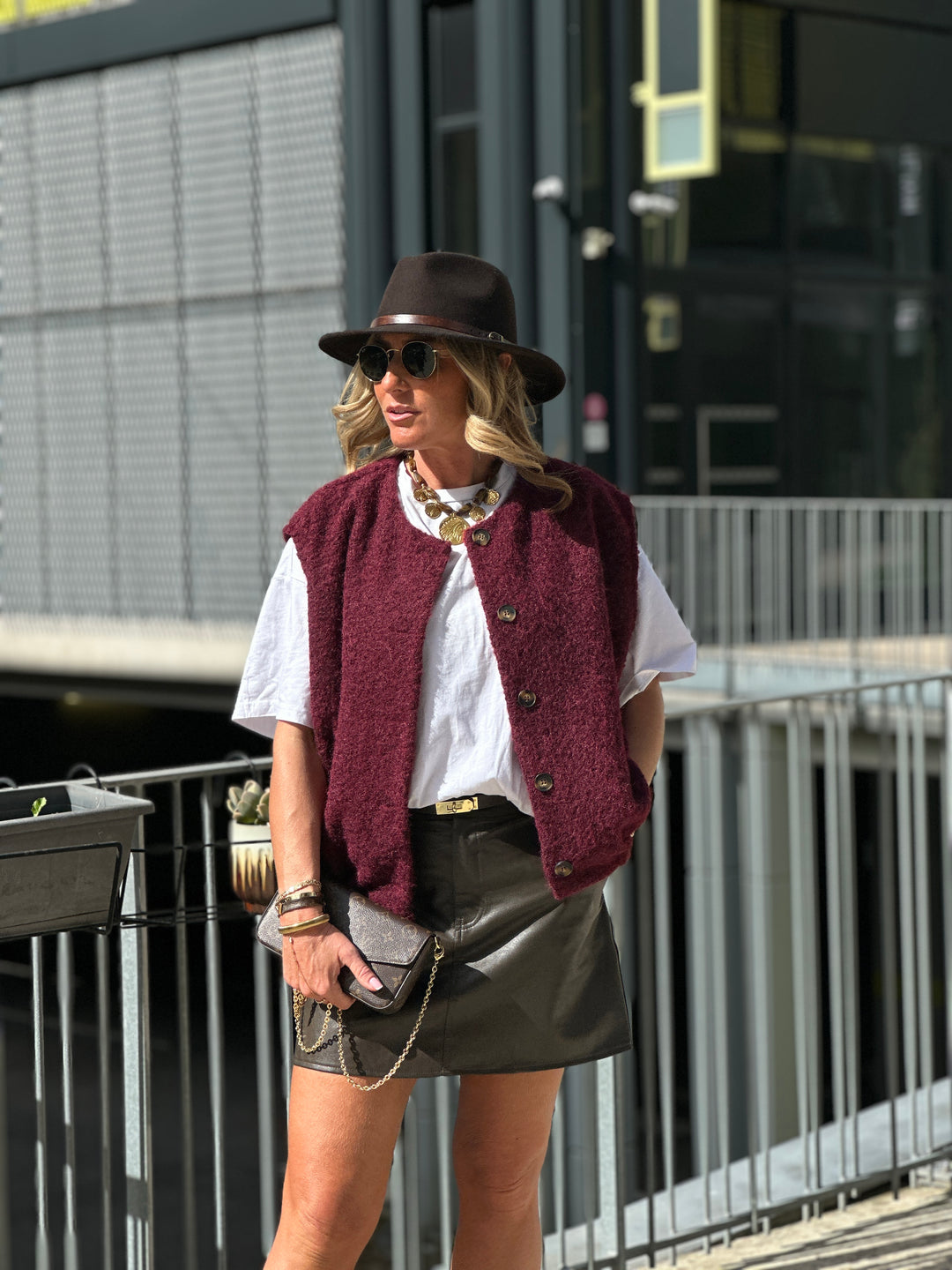 Gilet feutrine bordeaux