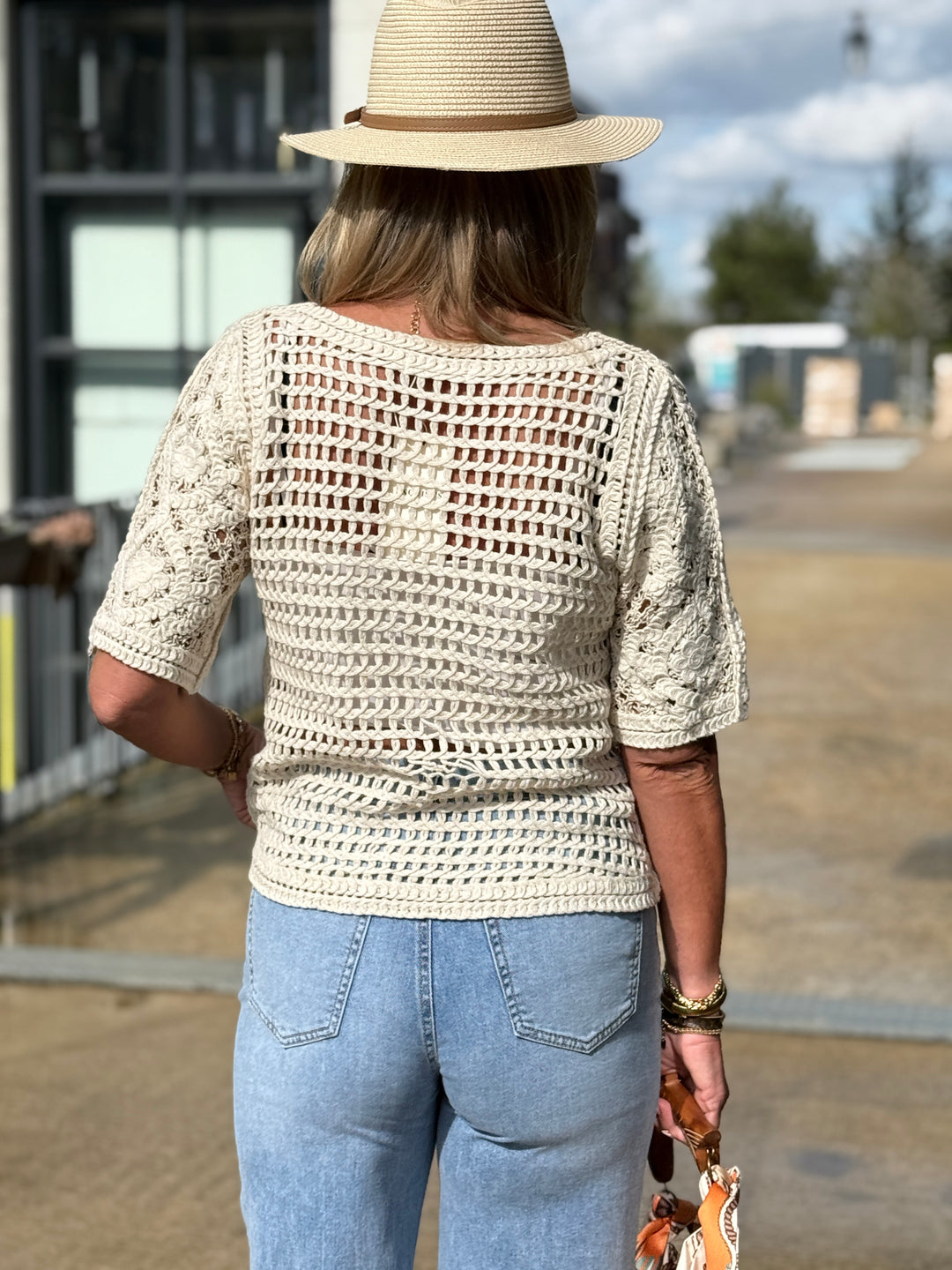 Top crochet beige Di115