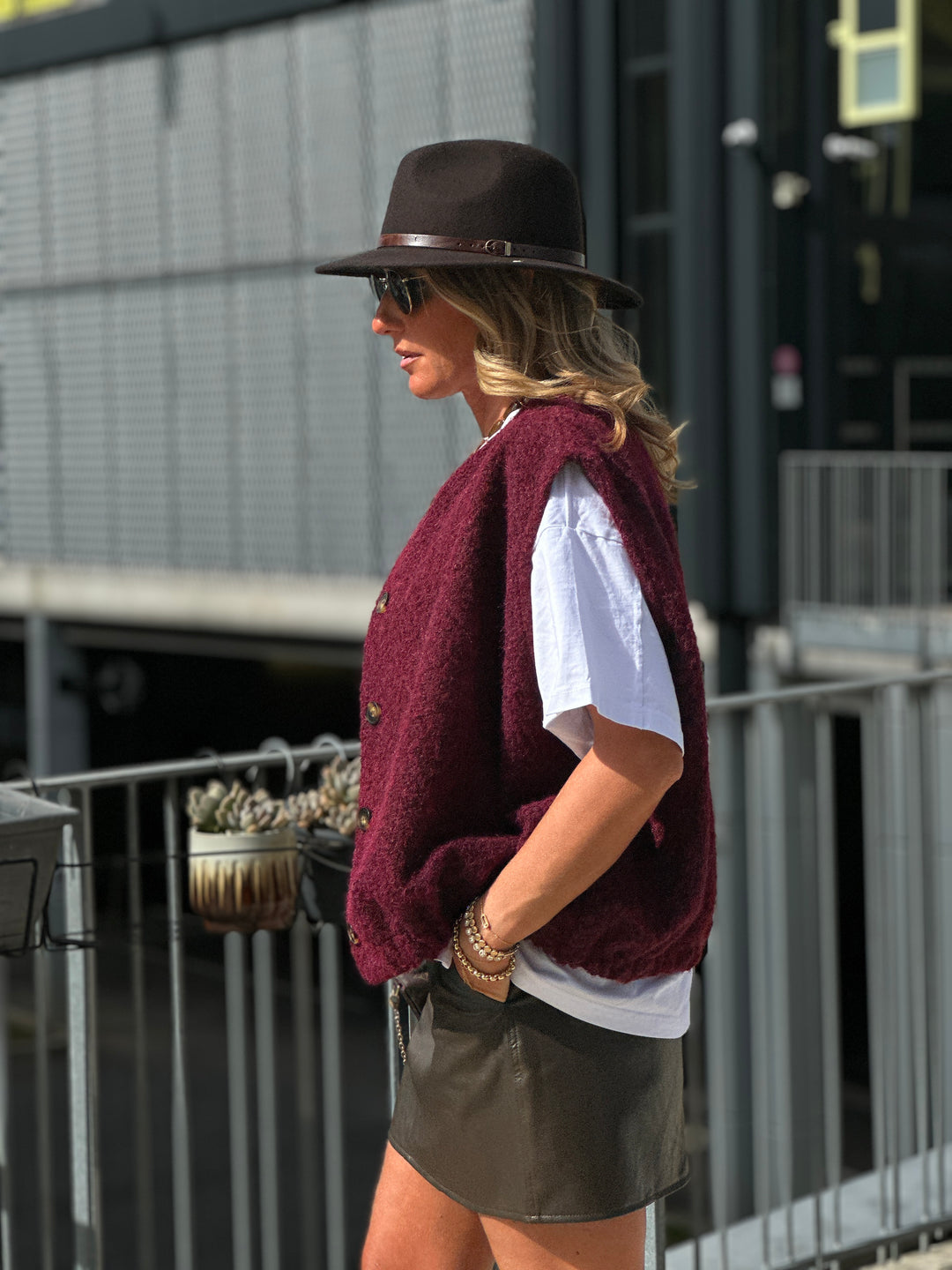 Gilet feutrine bordeaux