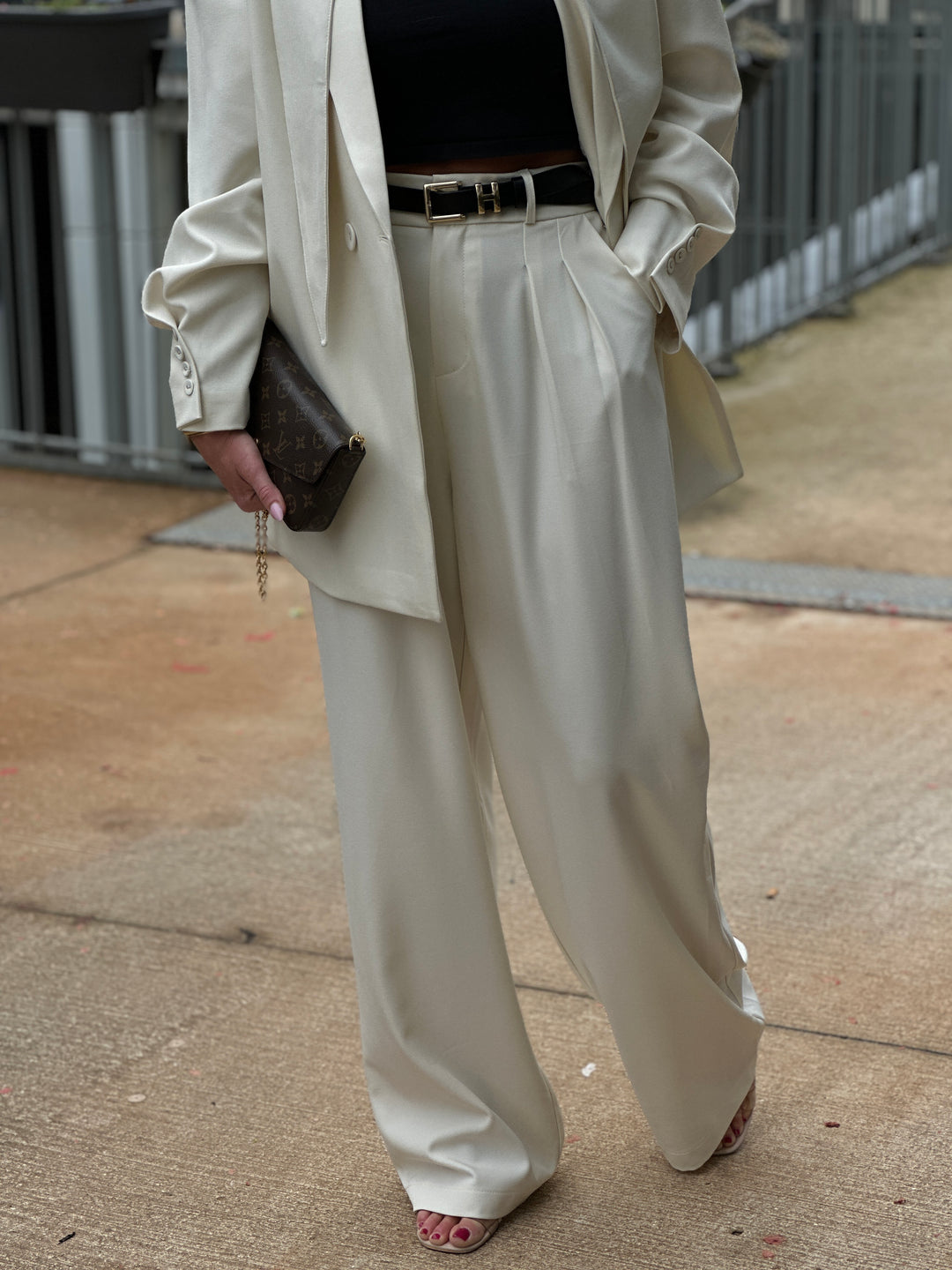 Pantalon pince Écru Julia /24737-1