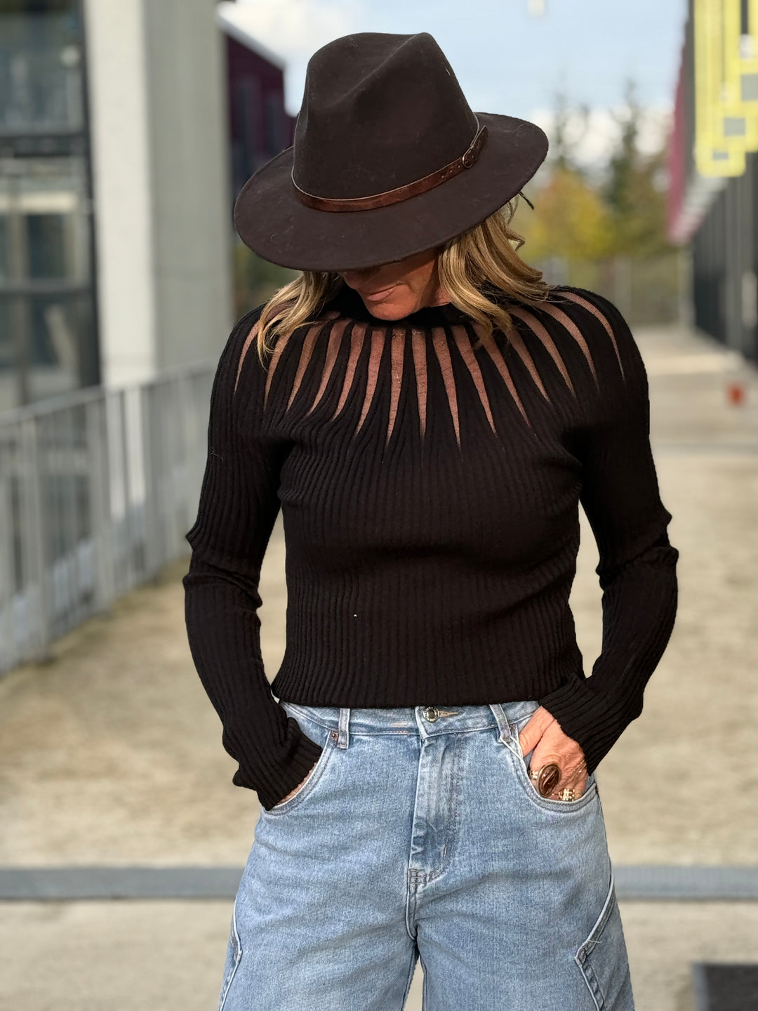 Pull maille col voile Noir 1917