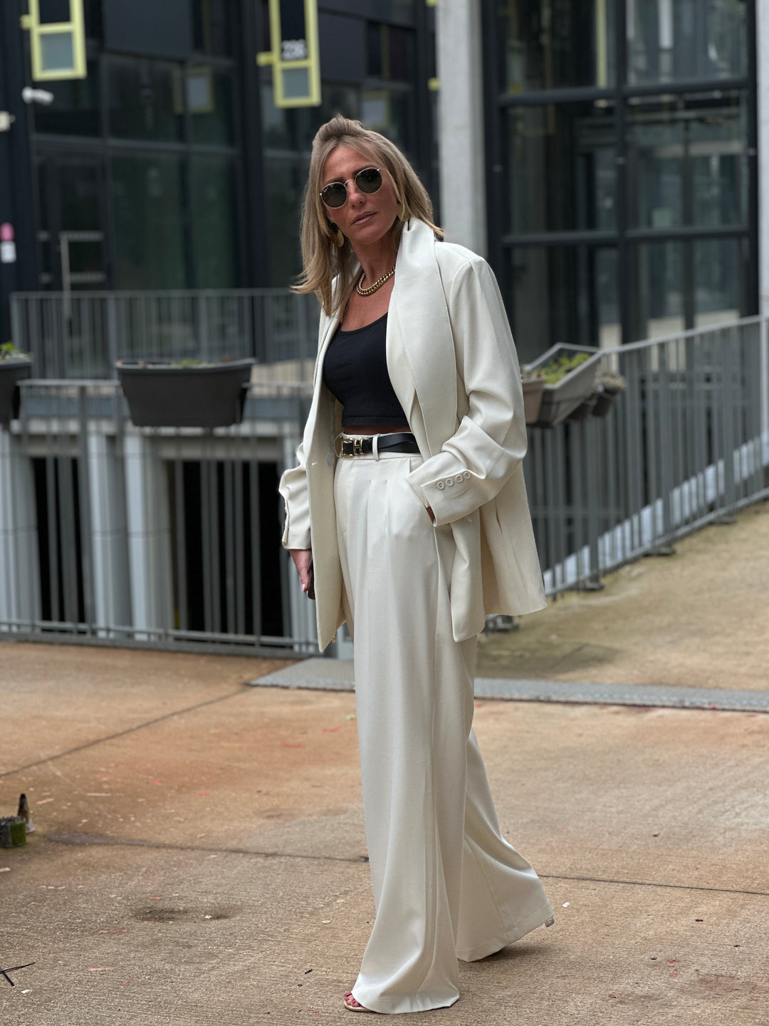Pantalon pince Écru Julia /24737-1