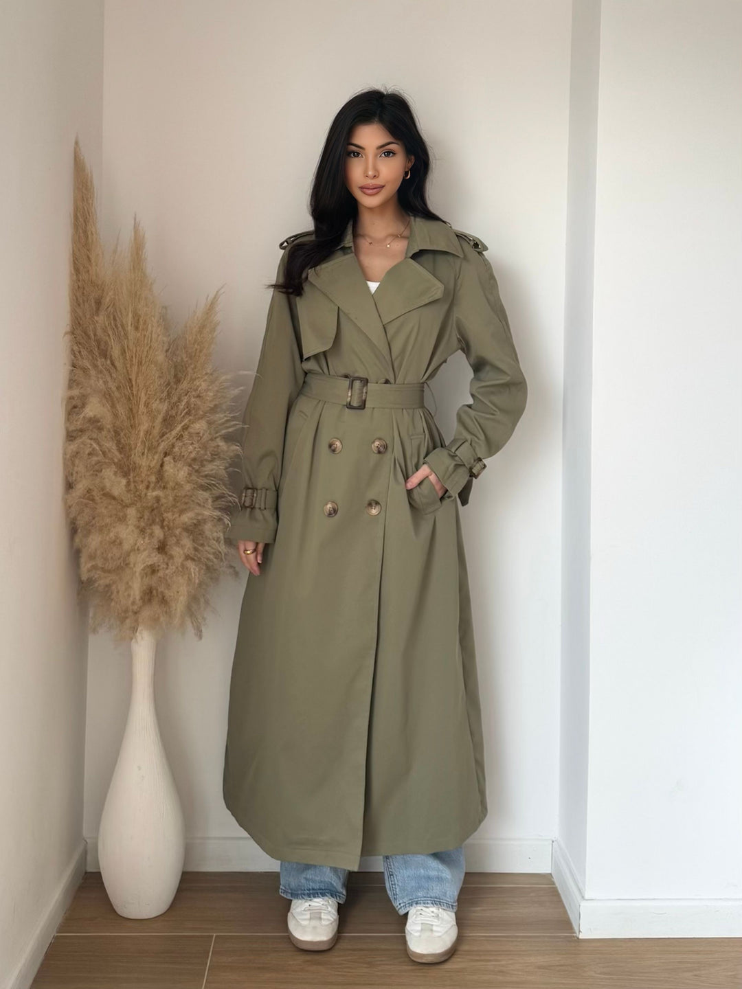Trench long kaki 102-4