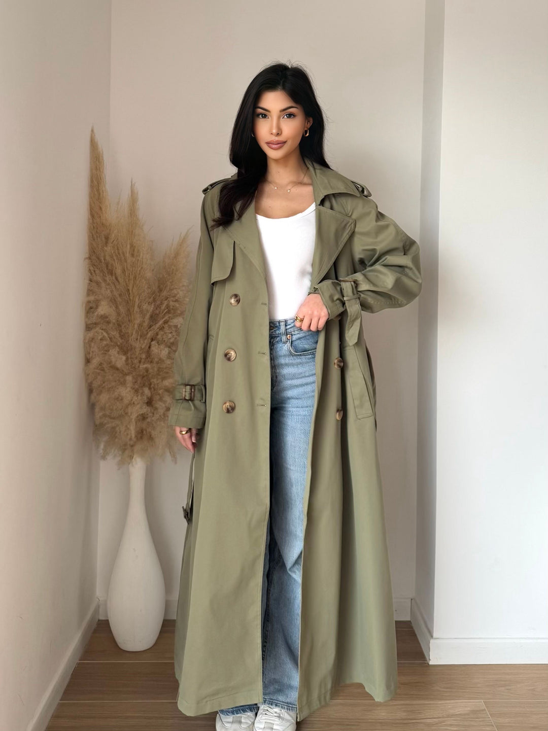 Trench long kaki 102-4